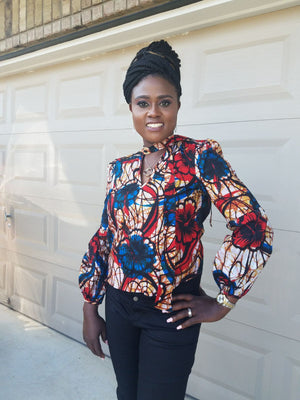 Twiggy  bow tie blouse (Red/Blue/Black)