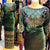 3 Pieces Elegant Italian Velvet Iro ( Wrapper)  and Top with Swarovski Stones (Green)
