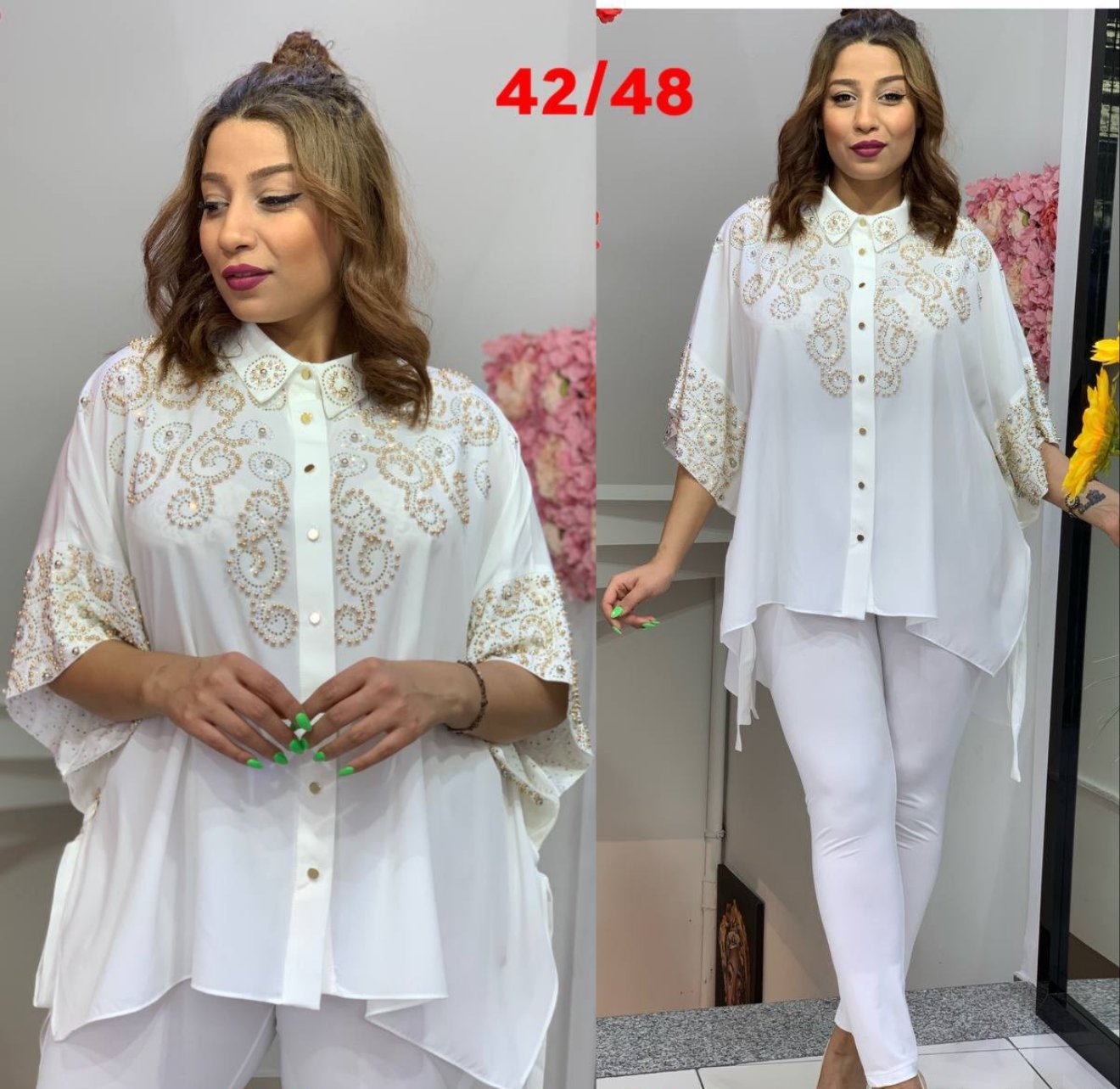 Woman King Caftan Pant Set (White)