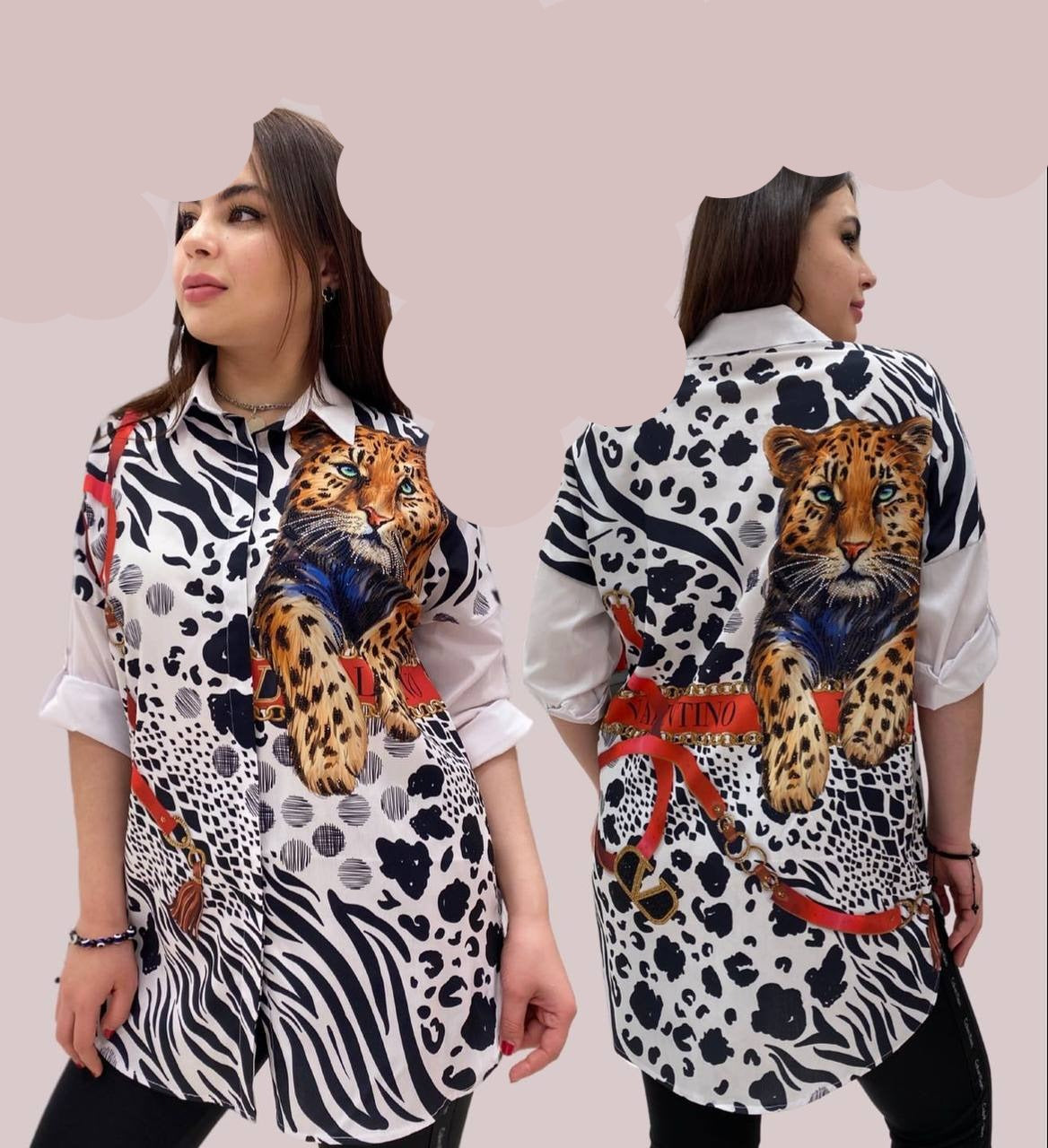 Floral Print Lioness Mini Dress Shirt