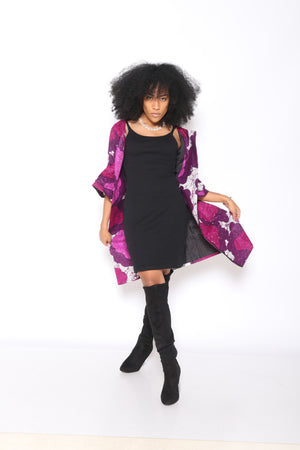 Lade Two Layer Flounce Sleeves Kimono ( Purple)