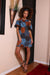 Tolu Cold Shoulder Shift Dress ( Blue/Orange/Black)