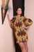 Eniola bell sleeves shift dress( Gold/Wine)