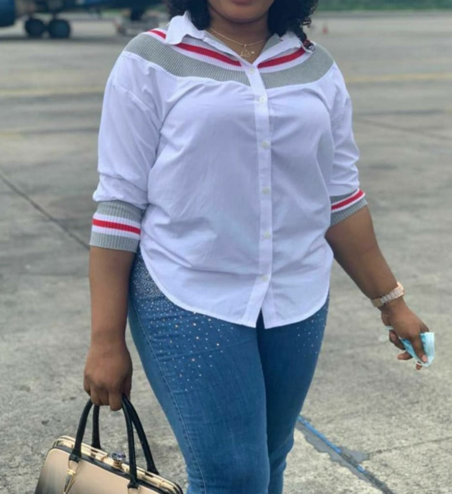 Striped Button Up Blouse