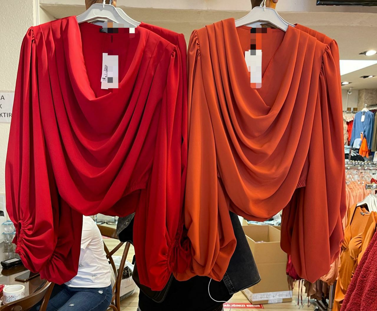 Elegant Cowl Neck Chiffon Silk Blouse( Orange)