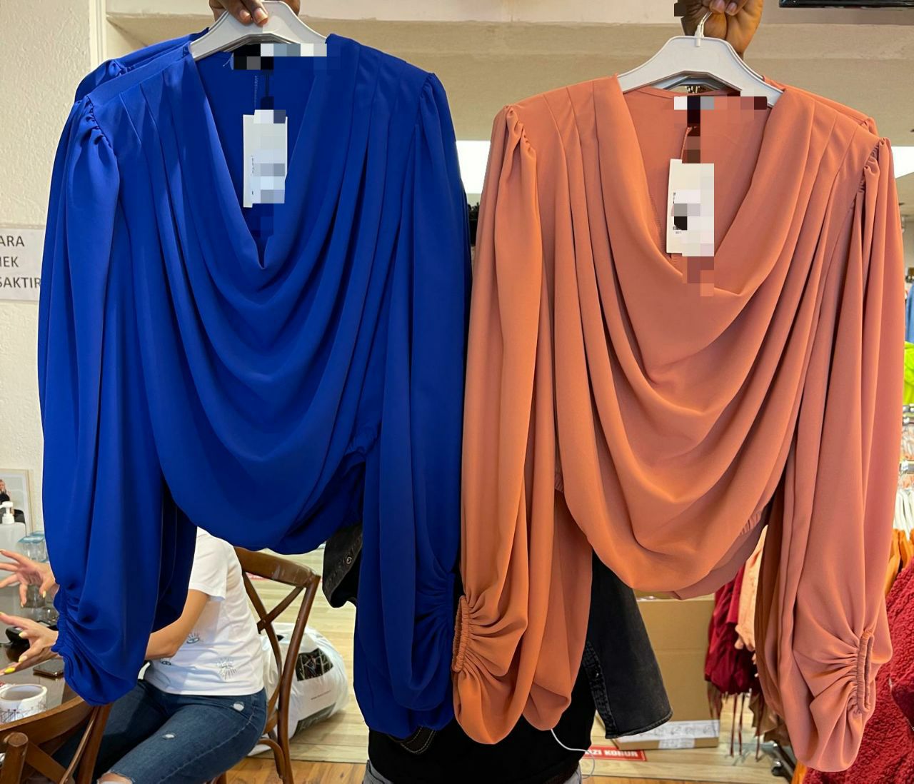 Elegant Cowl Neck Chiffon Silk Blouse ( Yellow)