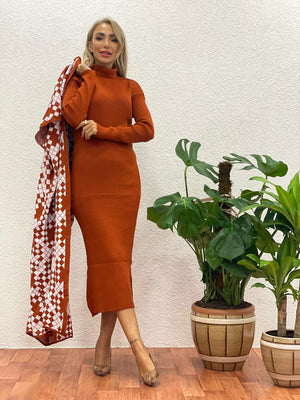 2 Piece Color Block Turtleneck Dress