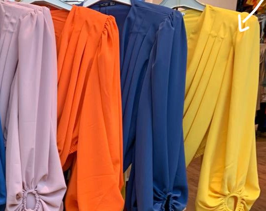 Elegant Cowl Neck Chiffon Silk Blouse ( Yellow)