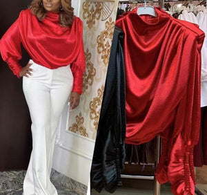 Luxurious Satin Blouse (Red)