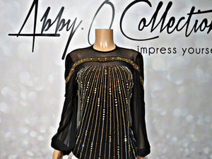 Fancy Beaded Gold and Black Blouse