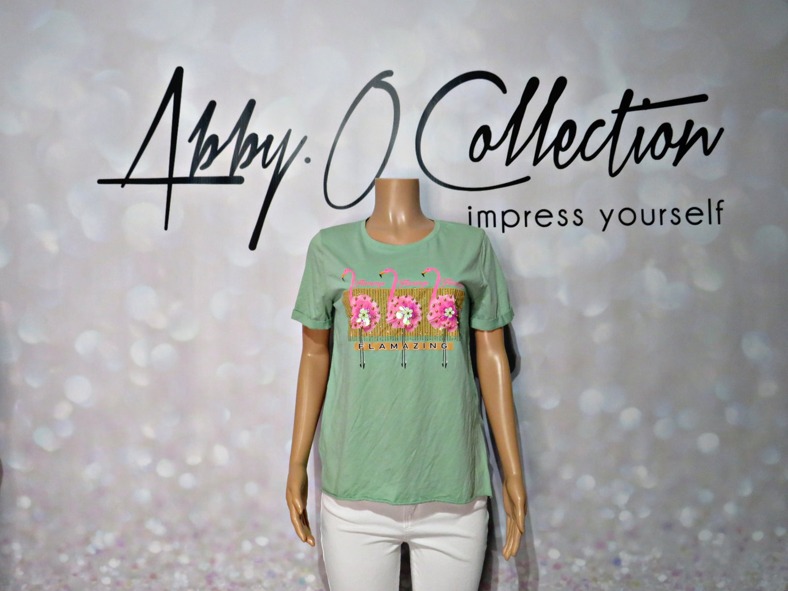 Flamingo T-shirt( mint green)