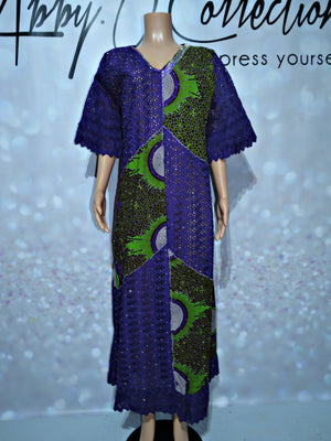 Fully Stoned Dry Lace Abaya/Boubou Gown( Purple)