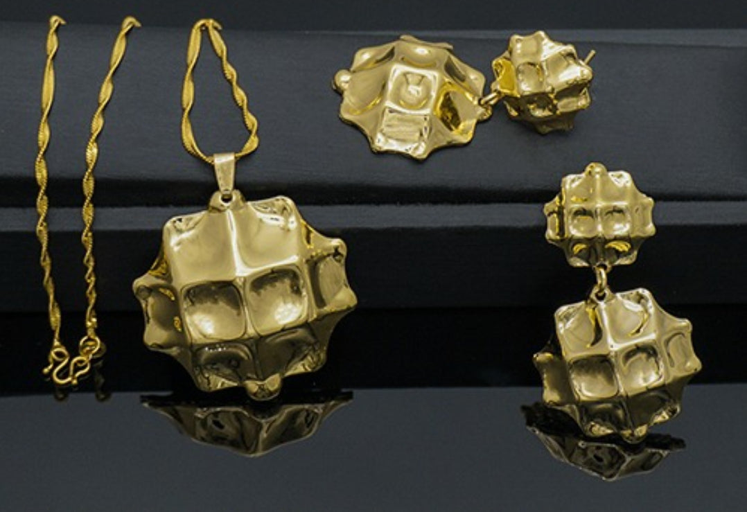 Gold Plated Statement Earring Set