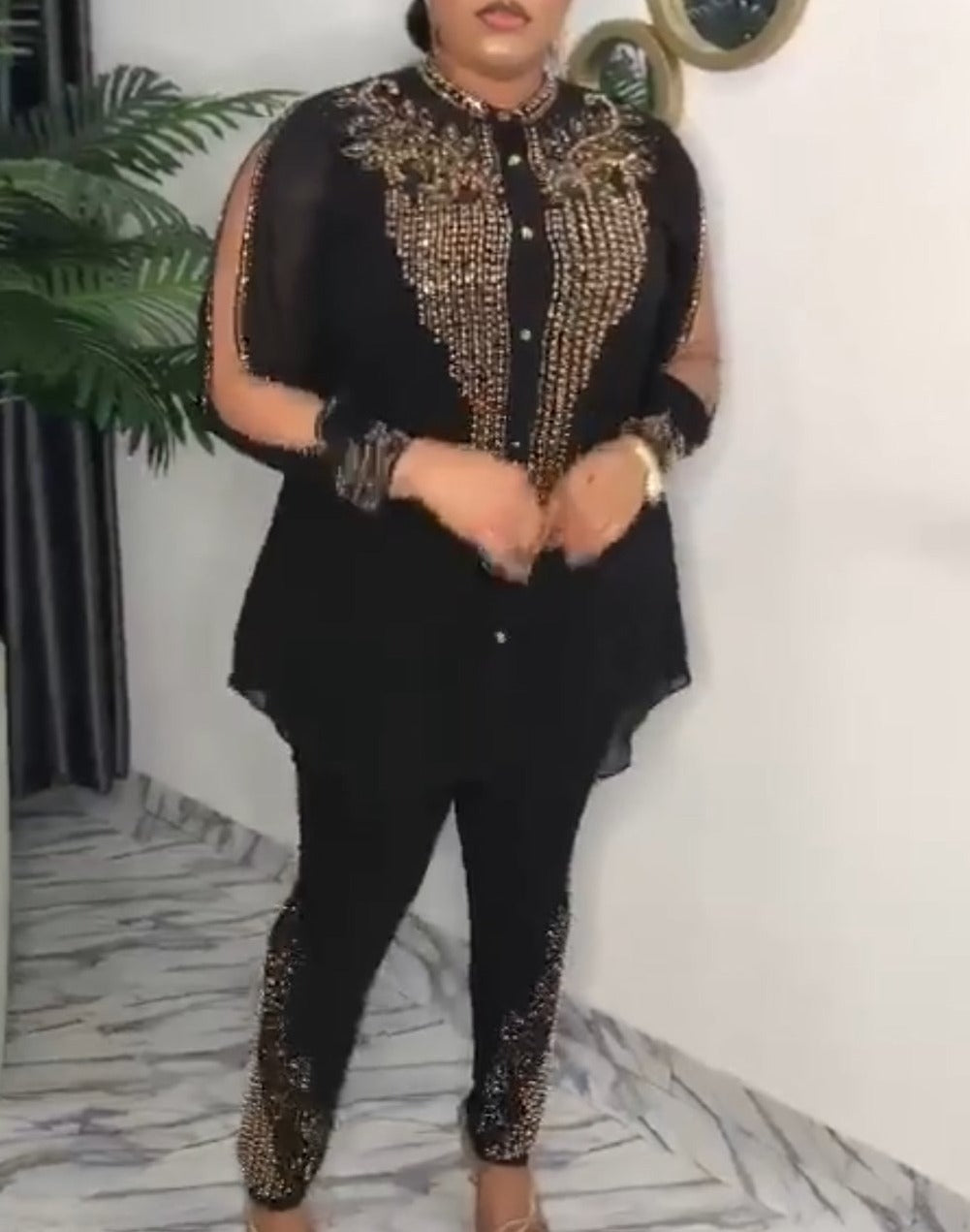 Elegant Cold Shoulder 3 Pcs Set