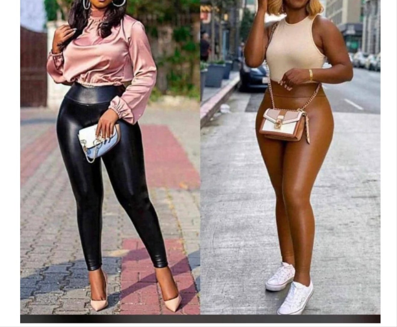 Pu-Leather leggings ( Cream)