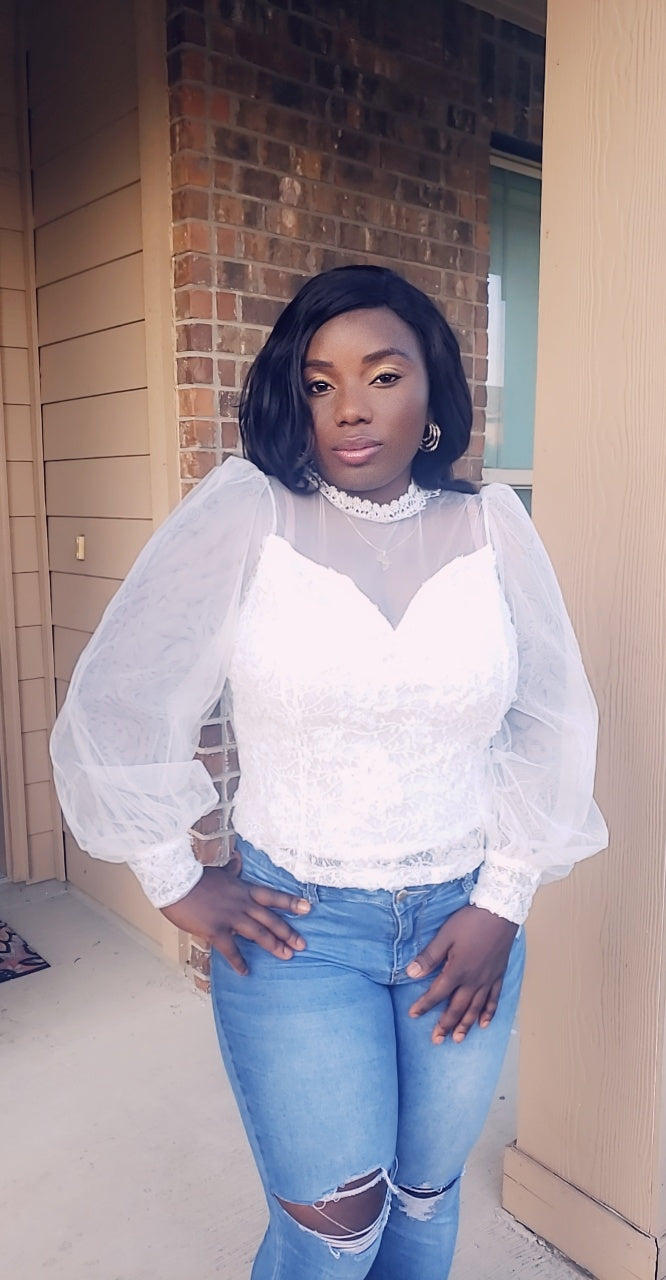 Lizzy Sweetheart Neck Sheer Panel Top