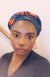 3-in-1 Ankara Print Head Tie Bonnet ( Green/orange)