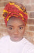 3-in-1 Ankara Print Head Tie Bonnet ( Red & Yellow )