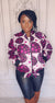 African Print Bomber Jacket (Purple)