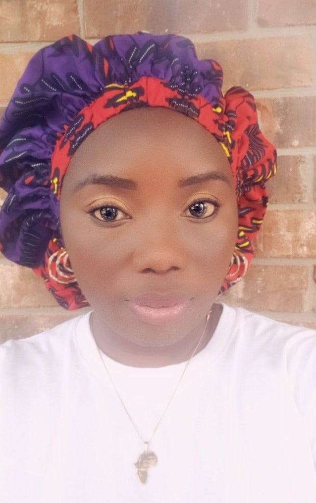 3-in-1 Ankara Print Head Tie Bonnet ( multiple color)