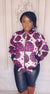 African Print Bomber Jacket (Purple)