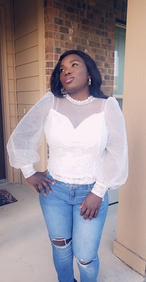 Lizzy Sweetheart Neck Sheer Panel Top