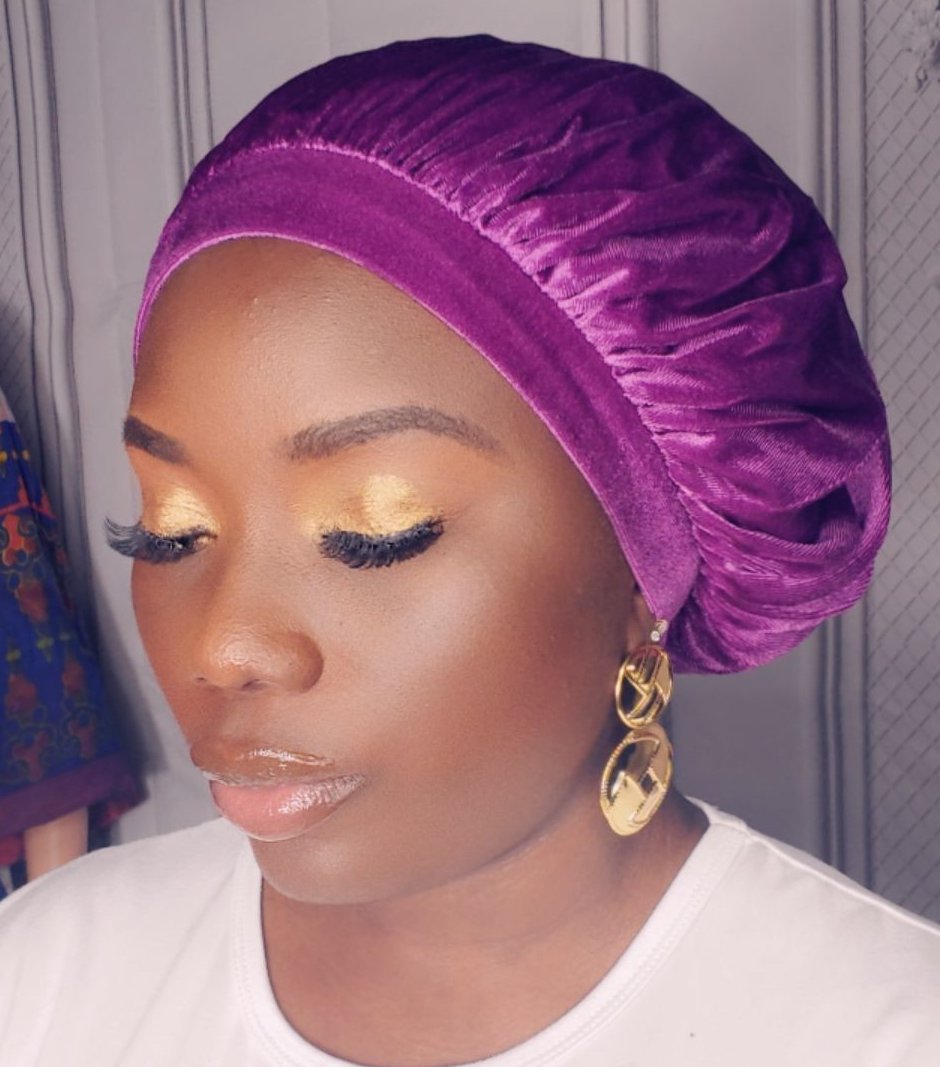 Velvet Adult Hair Bonnet ( Purple)