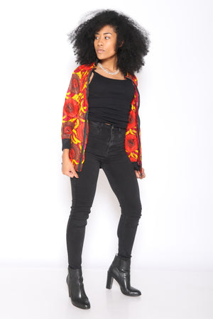 African Print Bomber Jacket (Orange)