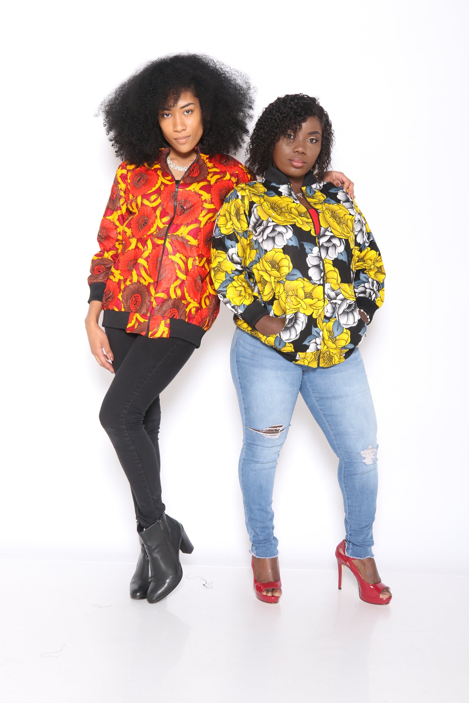 African Print Bomber Jacket (Yellow)