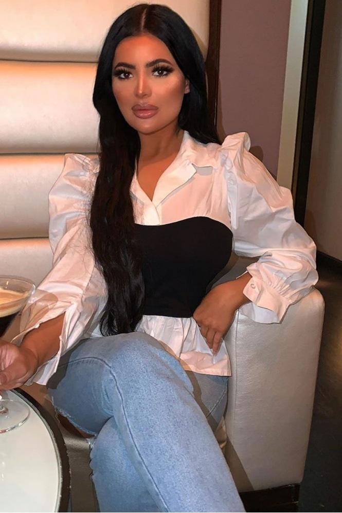 Corset Detail Puffed Sleeve Blouse