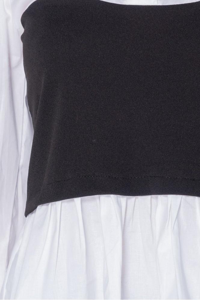 Corset Detail Puffed Sleeve Blouse