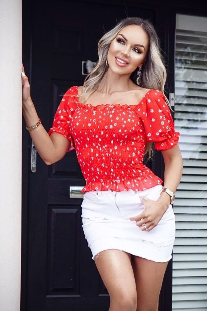Daisy floral shirring top