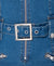 Denim Zip Front Self Belt Sleeveless Jumpsuits