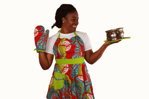 Abby.O Classy African print apron set (Green)