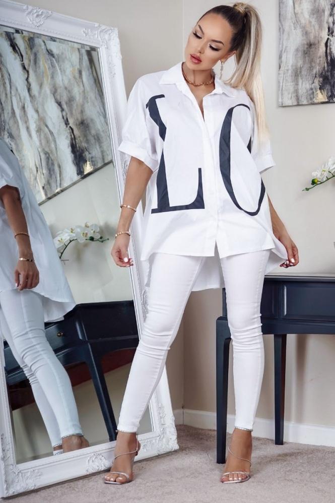 Love Print Loose Fit Short Sleeve Shirt