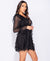 Multi Ruffle Lace Up Front Long Sleeve Mini Dress