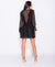 Multi Ruffle Lace Up Front Long Sleeve Mini Dress